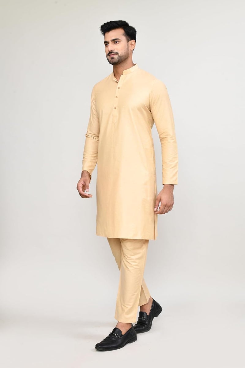 POLY2FAB Hathkargha Men's Cotton Regular Fit Kurta Pyjama Set - Ethnic Wear with Mandarin Collar & Full Sleeves - Image 3